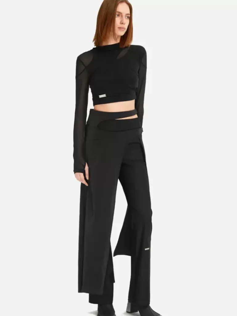 Women C2H4 005 - Arc Asymmetric Layered Long-Sleeve Top