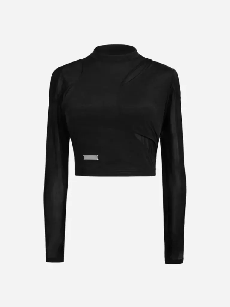 Women C2H4 005 - Arc Asymmetric Layered Long-Sleeve Top