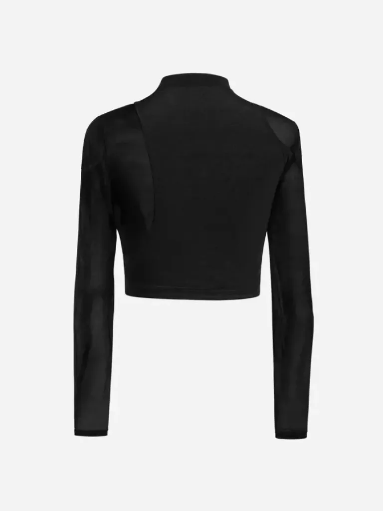 Women C2H4 005 - Arc Asymmetric Layered Long-Sleeve Top