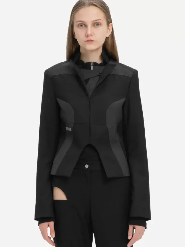 Women C2H4 004 - Arc Cutting Splicing Layered Tailored Jacket