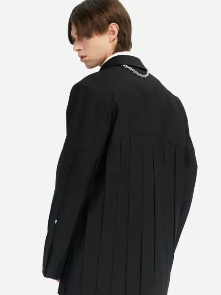 Men C2H4 005 - Arch Panelled Pleated Tailored Coat