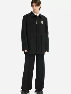 Men C2H4 005 - Arch Panelled Pleated Tailored Coat