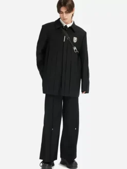 Men C2H4 005 - Arch Panelled Pleated Tailored Coat