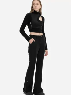 Women C2H4 004 - Arc Splicing Flappy Flared Trousers