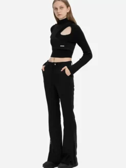 Women C2H4 004 - Arc Splicing Flappy Flared Trousers