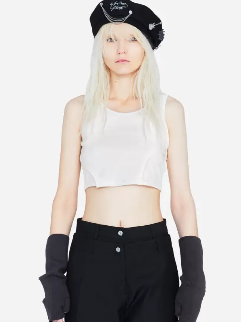 Women C2H4 003 - Asymmetrical Arc Layered Tanktop