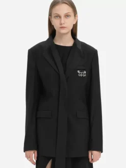 Women C2H4 004 - Asymmetrical Double Lapel Tailored Jacket