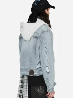 Men C2H4 003 - Asymmetrical Layered Denim Jacket