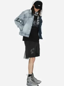Men C2H4 003 - Asymmetrical Layered Denim Jacket