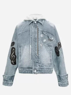 Men C2H4 003 - Asymmetrical Layered Denim Jacket