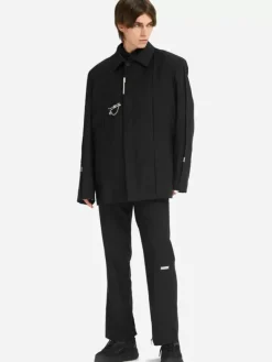 Men C2H4 005 - Asymmetric Intervein Panelled Tailored Coat