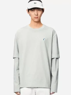 Men C2H4 X Lacoste Applique Logo Double Layer Long Sleeve T-Shirt