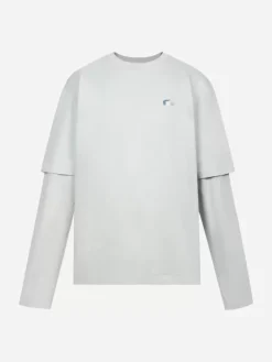Men C2H4 X Lacoste Applique Logo Double Layer Long Sleeve T-Shirt