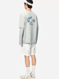 Men C2H4 X Lacoste Applique Logo Double Layer Long Sleeve T-Shirt