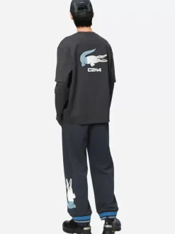 Men C2H4 X Lacoste Paneled Applique Inside-Out Sweatpants