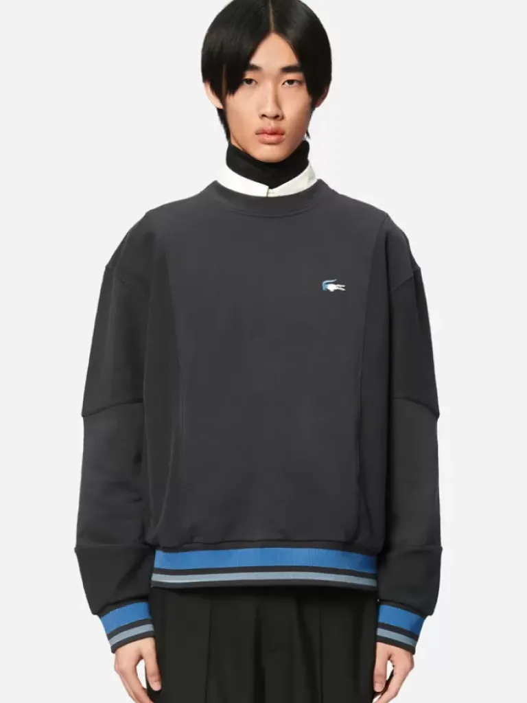 Men C2H4 X Lacoste Paneled Applique Inside-Out Crewneck