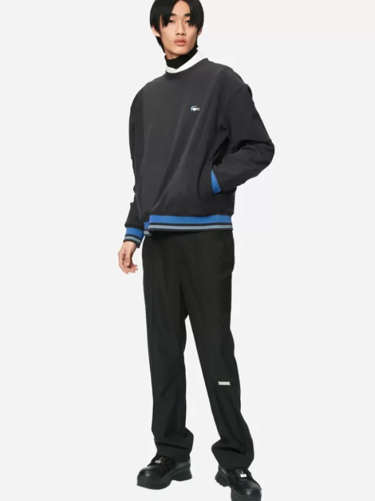 Men C2H4 X Lacoste Paneled Applique Inside-Out Crewneck