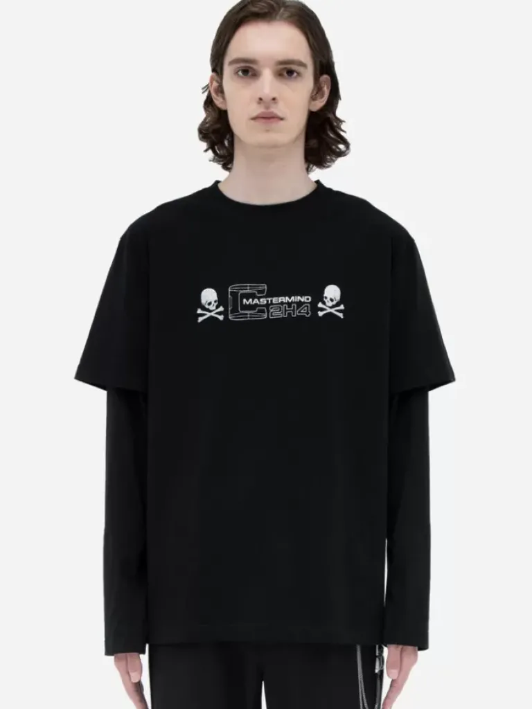 Men C2H4 ® X Mastermind Japan "C-Mastermind" Double Layer Glitter Powder Long Sleeve T-Shirt