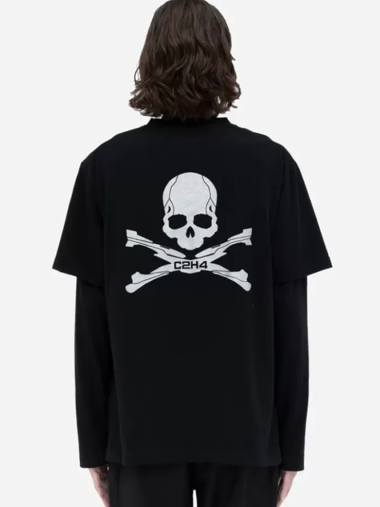Men C2H4 ® X Mastermind Japan "C-Mastermind" Double Layer Glitter Powder Long Sleeve T-Shirt