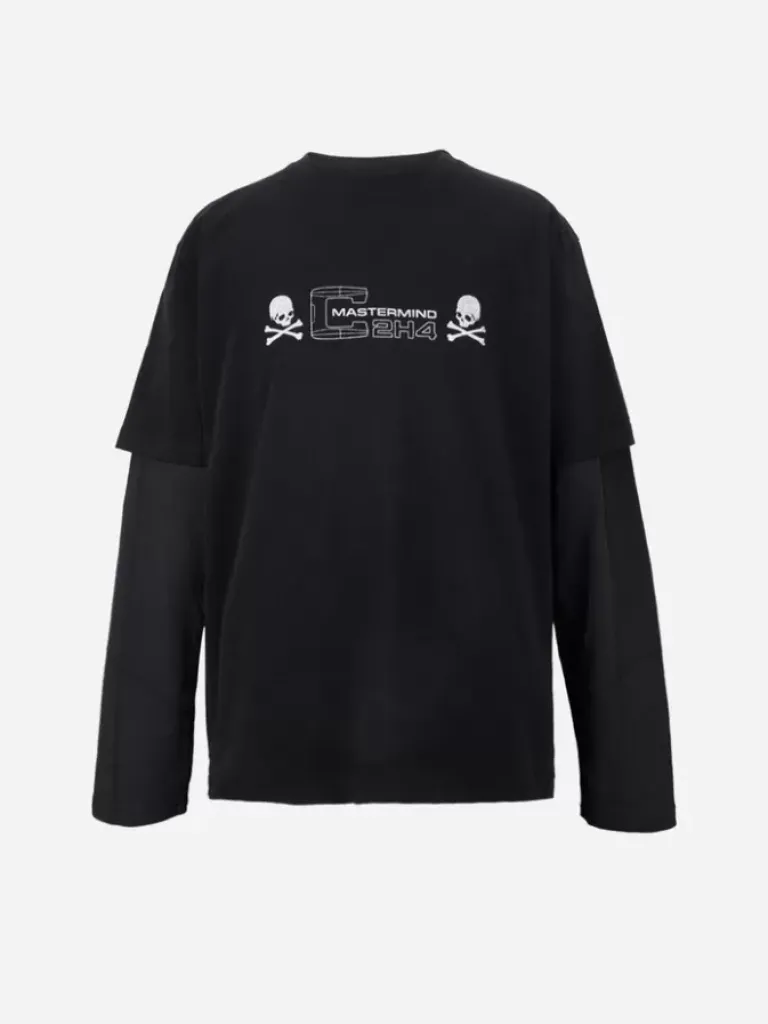 Men C2H4 ® X Mastermind Japan "C-Mastermind" Double Layer Glitter Powder Long Sleeve T-Shirt