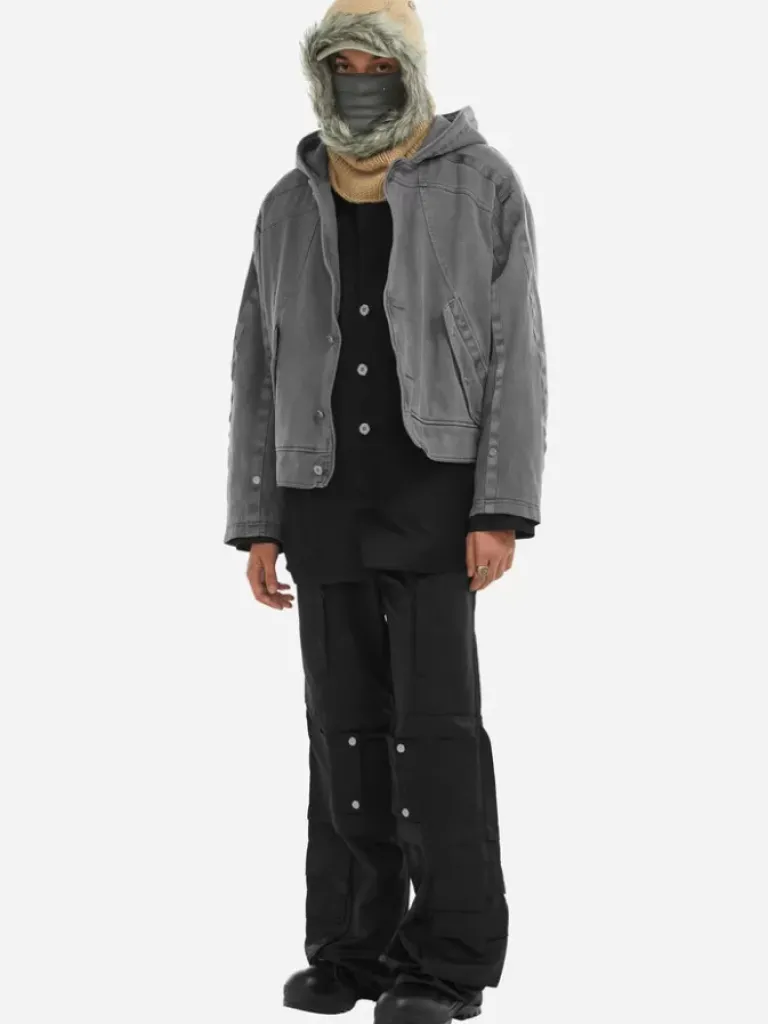 Men C2H4 006 - Cold-Dye Military Stagger Stripe Quilted Jacket