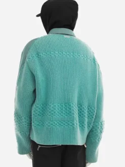 Men C2H4 006 - Contrast Knitted Flight Jacket