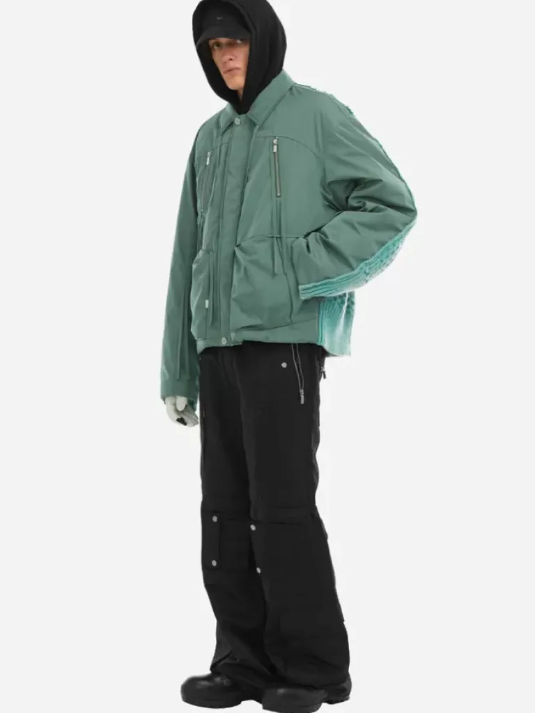 Men C2H4 006 - Contrast Knitted Flight Jacket