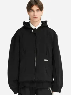 Men C2H4 005 - Contrast Raw Edge Sweater Hoodie