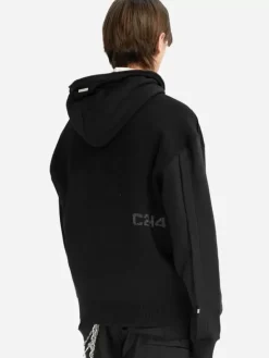 Men C2H4 005 - Contrast Raw Edge Sweater Hoodie