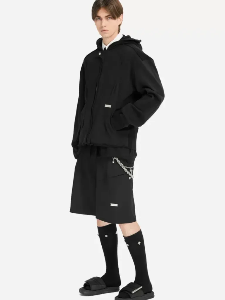 Men C2H4 005 - Contrast Raw Edge Sweater Hoodie