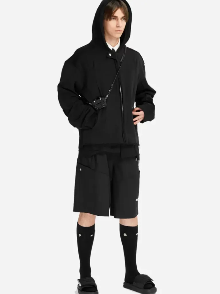 Men C2H4 005 - Contrast Raw Edge Sweater Hoodie