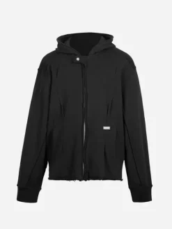 Men C2H4 005 - Contrast Raw Edge Sweater Hoodie