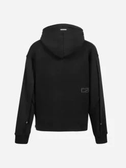 Men C2H4 005 - Contrast Raw Edge Sweater Hoodie