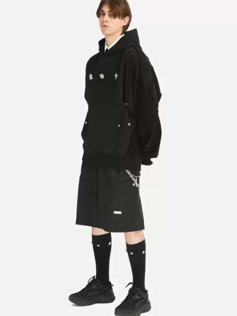 Men C2H4 005 - Detachable Scarf Double Layer Hoodie