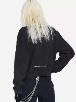 Women C2H4 003 - Distressed Inside-Out Badged Crewneck