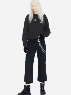 Women C2H4 003 - Distressed Inside-Out Badged Crewneck