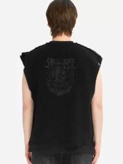 Men C2H4 005 - Distressed Knit Meshing Layered Vest