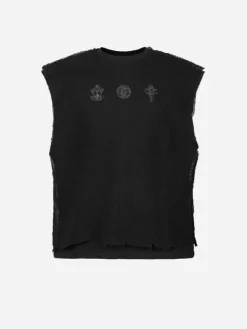 Men C2H4 005 - Distressed Knit Meshing Layered Vest