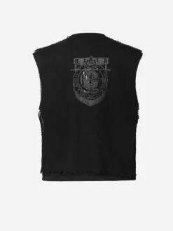 Men C2H4 005 - Distressed Knit Meshing Layered Vest