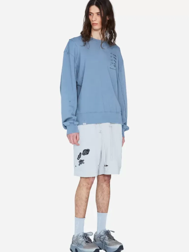 Men C2H4 003 - Distressed Panelled Crewneck