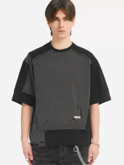 Men C2H4 005 - Distressed Panelled Vagrant T-Shirt