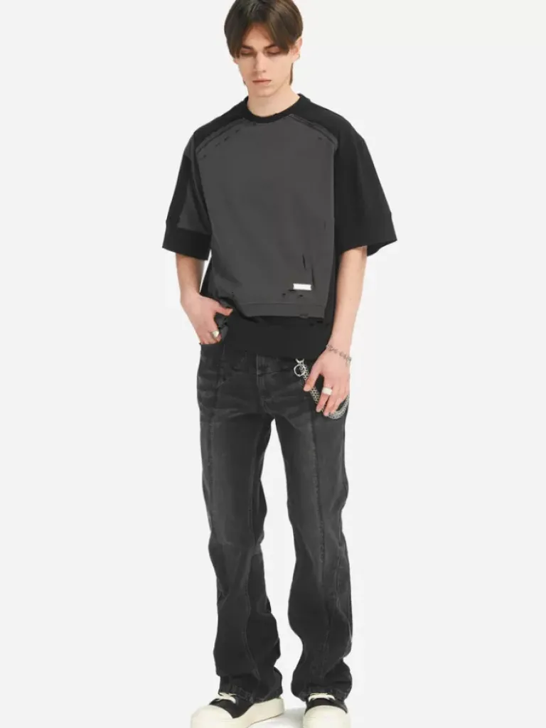 Men C2H4 005 - Distressed Panelled Vagrant T-Shirt