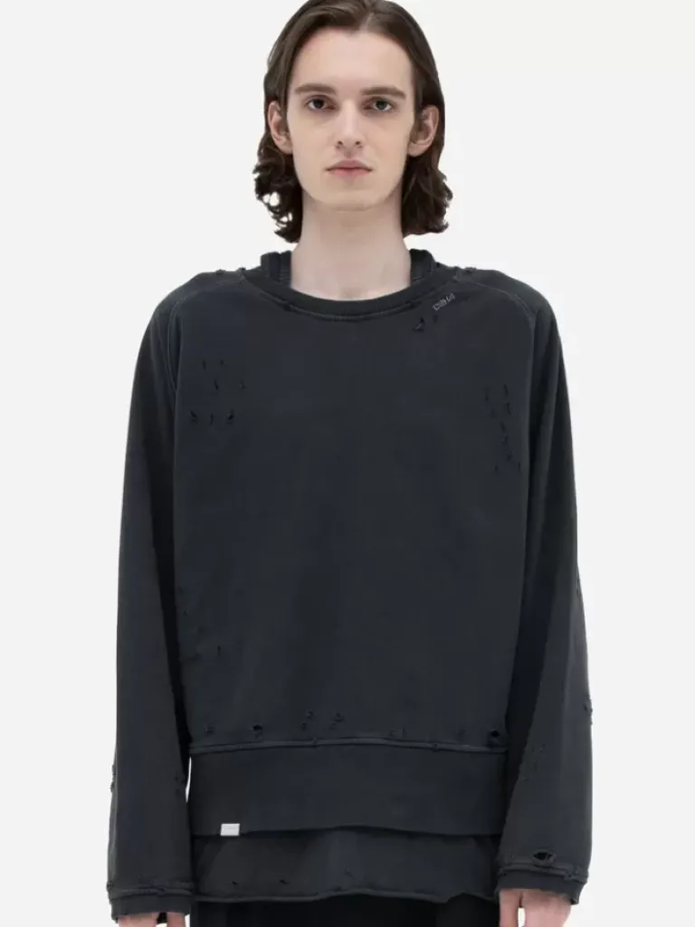 Men C2H4 002 - Distressed Tanktop Layered Crewneck