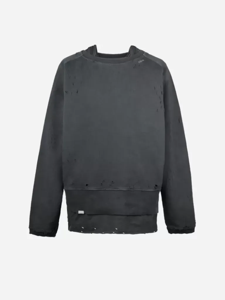 Men C2H4 002 - Distressed Tanktop Layered Crewneck