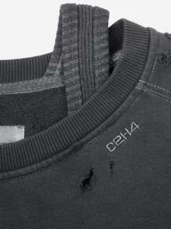 Men C2H4 002 - Distressed Tanktop Layered Crewneck