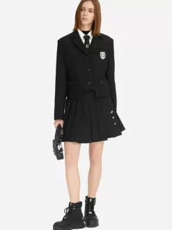 Women C2H4 005 - Emblem Pleated Miniskirt