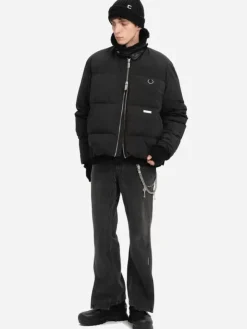 Men C2H4 004 - Faux-Fur Collar Stripe Down Jacket