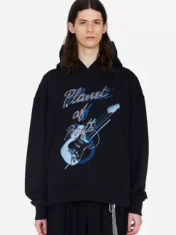Men C2H4 003 - Grunge Guitar Print Hoodie