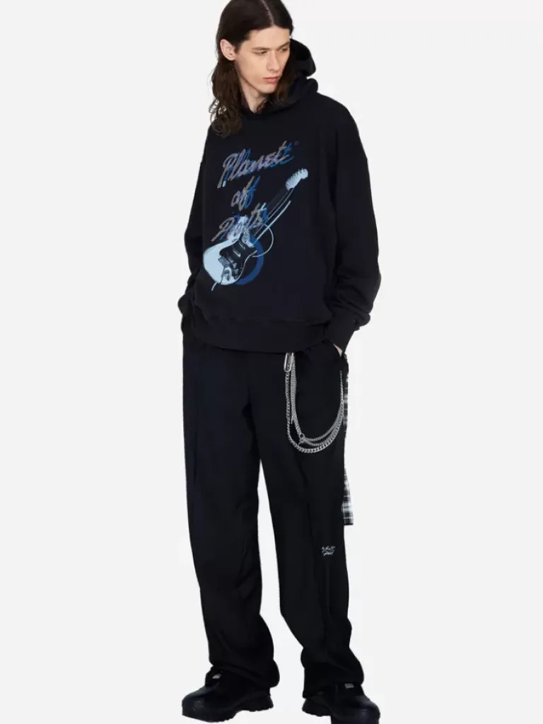 Men C2H4 003 - Grunge Guitar Print Hoodie