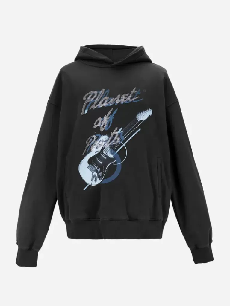 Men C2H4 003 - Grunge Guitar Print Hoodie